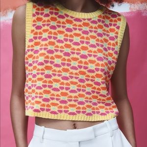 Zara Floral Jacquard Knit Top
